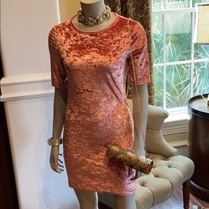 Crushed velvet salmon mini dress